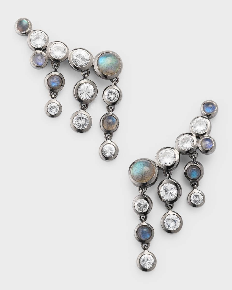 Sterling Silver Labradorite Fringe Crawler Earrings
